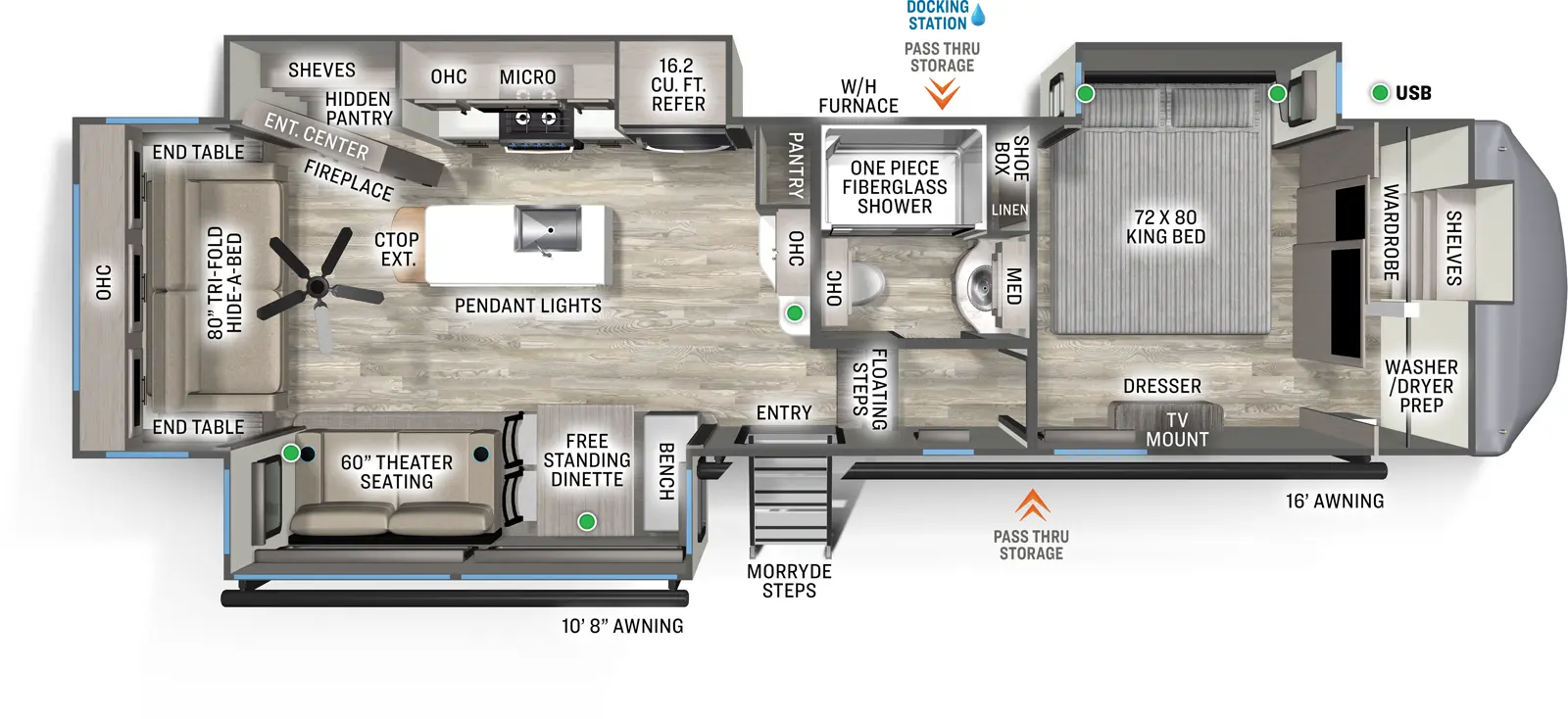 Sandpiper Fifth Wheels 3370RLS Floorplan